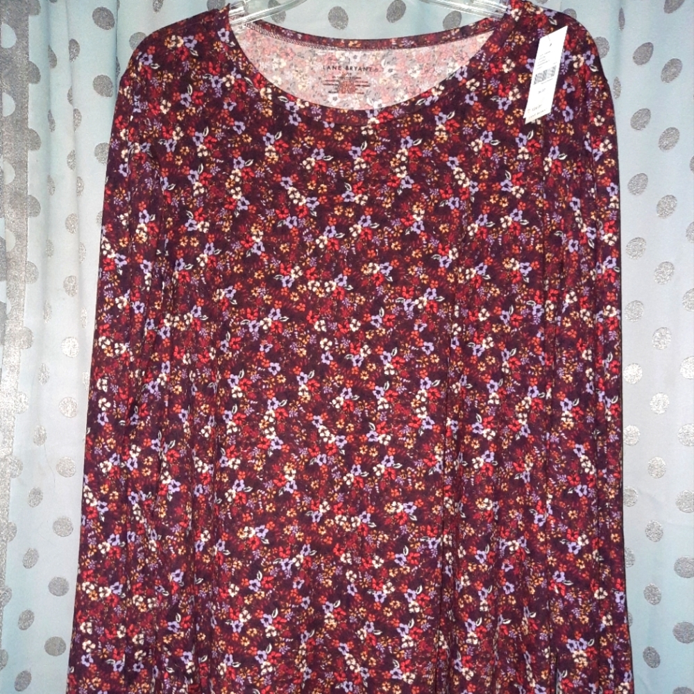 LANE BRYANT Long Sleeve Floral Tee 26/28 NWT